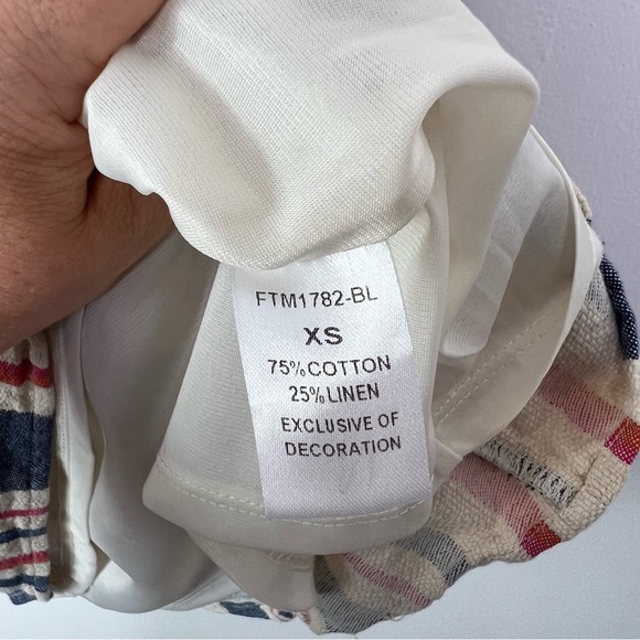 THML Linen Blend Sleeveless Floral Embroidered Boho Babydoll Dress Womens XS - Picture 3 of 10